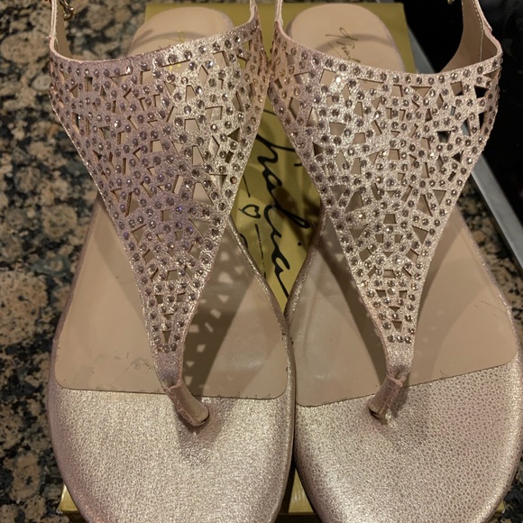 New! Thalia Sodi Rose Gold Ilyssa Open Toe Casual Slingback Sandals - Picture 6 of 9